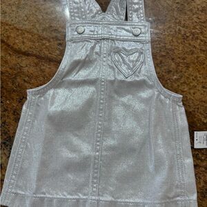 Old navy baby toddler silver overall dress - silver 18-24m nwt